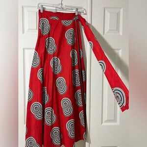 Red Patterned Women's Skirt